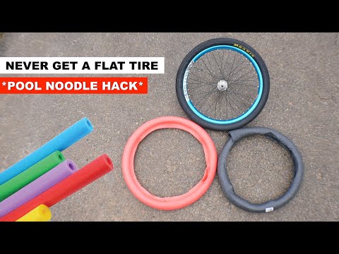 ** POOL NOODLE TIRE INSERT HACK ** - Never Get A Flat Tire Again On Any Bike!