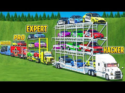 NOOB VS PRO VS EXPERT VS HACKER TRANSPORT BATTLE! FARMING SIMULATOR 25