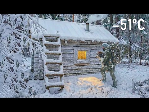 Surviving −51°C in an Off-Grid Log Cabin | Extreme Off Grid Winter Survival