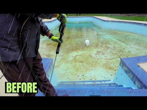 Transforming a Massive Pool in Freezing Rain 🌧️❄️ | Insane Weather, Incredible Results!