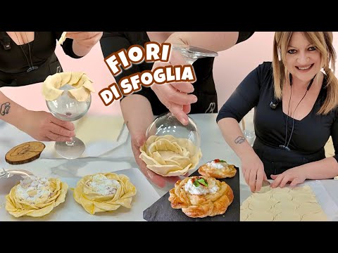 IDEA APERITIVO  solo 2 BICCHIERI e PASTA SFOGLIA per questi FIORI SFOGLIATI facili e veloci