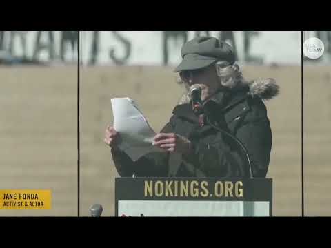 At No Kings protest, Jane Fonda reads statement from Renee Good's wife on 'radical kindness'