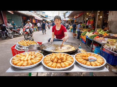 How to Make Fried Spring Rolls and Sell Them at the Market | Nhat My Bushcraft