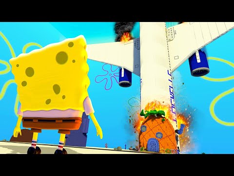 PLANE Crashes Into Bikini Bottom - Teardown Mods Gameplay