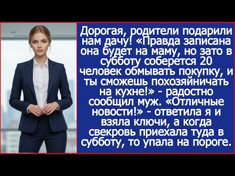 Дорогая, родители подарили нам дачу! Записана будет на маму, но ты будешь приезжать туда готовить