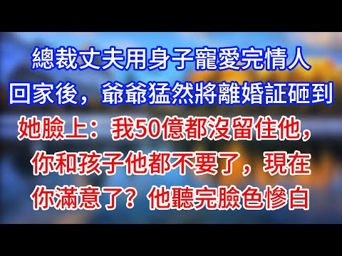 【完結】總裁丈夫用身子寵愛完情人回家後,爺爺猛然將離婚証砸到她臉上:我50億都沒留住他,你和孩子他都不要了,現在你滿意了?他聽完臉色慘白