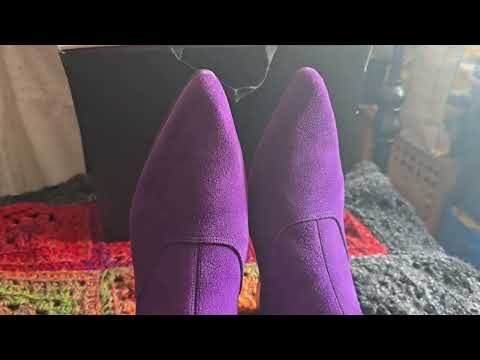 Shoes review.  Purple suede Chelsea boots.