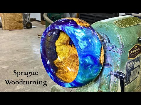 Woodturning - Ocean Vibes! Colourful Epoxy with Stunning Maple Burl!