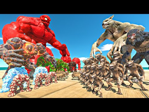 Werewolf Fights in Ballista Arena | Lava Golem Team vs Werewolf - Animal Revolt Battle Simulator