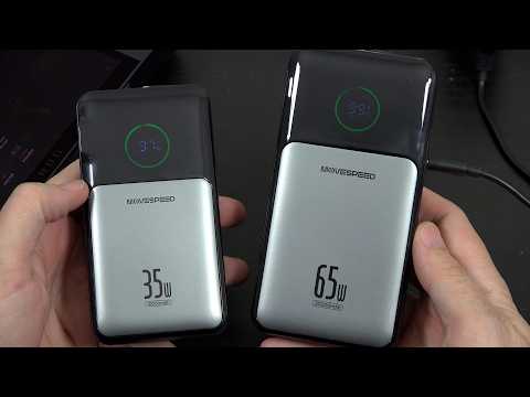 MOVE SPEED Portable Charger Power Bank 20000mAh 65W w/ Built-in Retractable USB-C Cable & Wall Plug