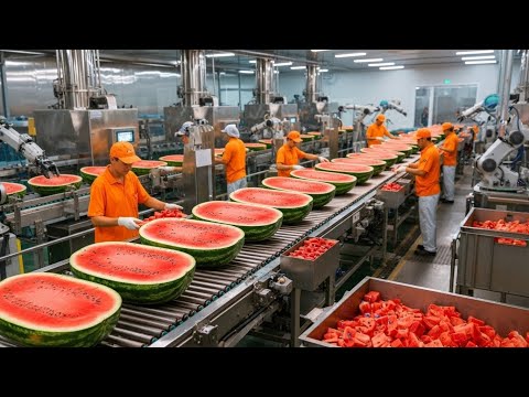 Inside a Modern Watermelon Processing Line — Whole Melons to Sweet Red Juice
