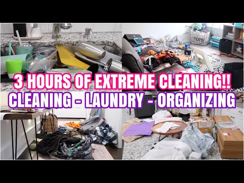 NEW!! EXTREME 3 HOUR CLEANING MARATHON | LAUNDRY, DEEP CLEAN, ORGANIZE | SPEED CLEANING MOTIVATION