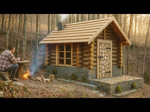A Man Built a Log House in 15 Days. Start to Finish