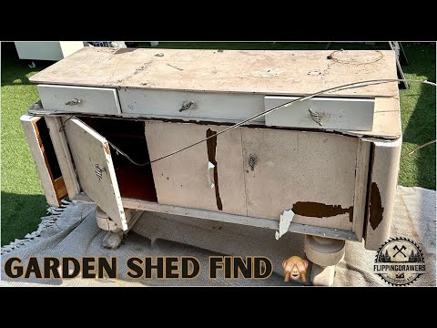 I Found this in a Garden Shed and Restored it. Stripping and refinishing old credenza.