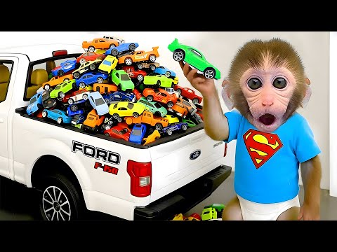 Singe Bon Bon et le petit chat vont ensemble à la ferme pour réparer le vieux camion