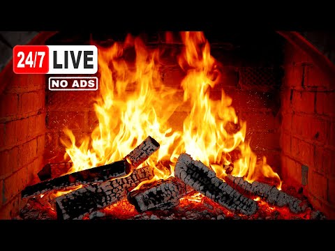 π₯ Fireplace NO ADS (LIVE 24/7). Real Crackling Fire Sounds β’ 4K Ultra HD