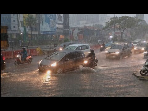 (NO ADS) PEACE IN THE DARK‼️ A CALM WALK IN A DARK AND HEAVY NIGHT RAIN