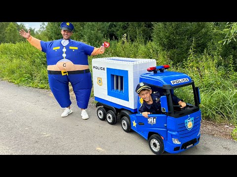 Sofia and her Adventures in a Children's Police Car with Max