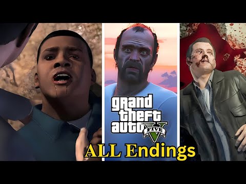 Grand Theft Auto 5 - All Endings (A, B, and C) |Saddest Ending |