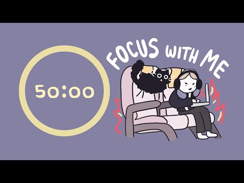 Airplane Brown Noise Pomodoro Timer 2x50min | for ADHD focus ♡ body doubling