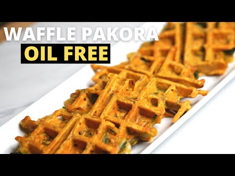 Vegan Oil Free Waffle Pakora Recipe |Onion & Spinach | Ramadan Special #Ramadan