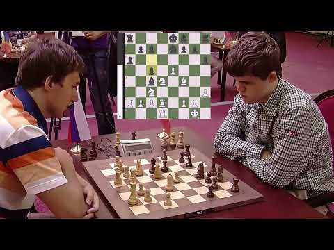 Sergey Karjakin 2757 vs. Magnus Carlsen 2847 / World Blitz Chess 2012 / knight trap in endgame