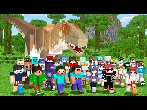 I Made 100 Players Simulate Civilization in Jurassic Minecraft