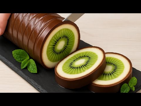 Niemand wird erraten, wie du es gemacht hast! Ein Dessert ohne Backen, einfach mit Kiwi.