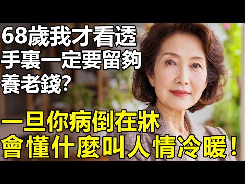 子女再孝順，手裏也要留夠30萬養老錢？活到68歲我才看透：一旦你病倒在床，才會懂什麽叫人情冷暖！【養老|情感|生活|幸福生活】