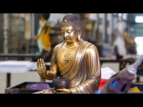 Pious Faith ! 40 Year Old Factory Mass Produces Brass Buddha Statues