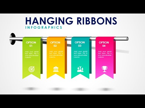 Create 4 Animated Hanging Ribbon Options Infographic Slide Design in PowerPoint | Free Download