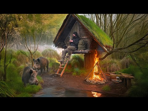 6 Months Alone in the Wild | Building a Survival Bushcraft Treehouse from Scratch