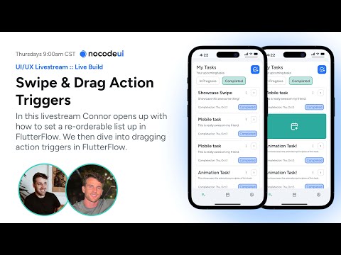 Live Build: New Actions In FlutterFlow, Dragging and Swiping