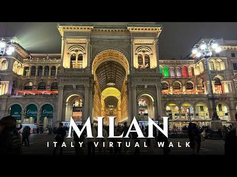 Milan City Centre 🇮🇹 | Evening Walk from Cordusio to Duomo Cathedral • 4K UHD