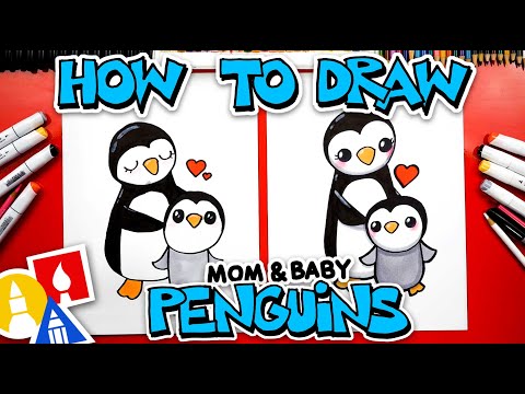 How To Draw Mom And Baby Penguins
