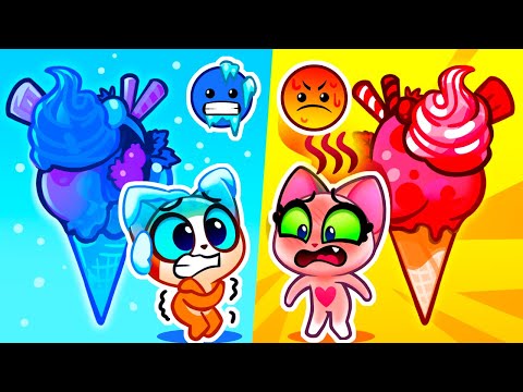 Ice Cream Battle! 🍦🔥❄️ Hot vs Cold Food Challenge | Learn Colors & Emotions for Kids