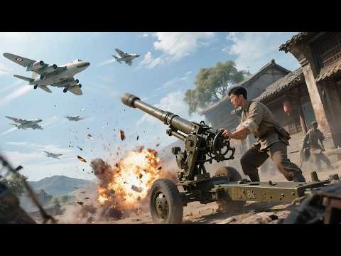 US troops bomb village using enemy plane; young man fires mortar, hits jet, saves villagers!