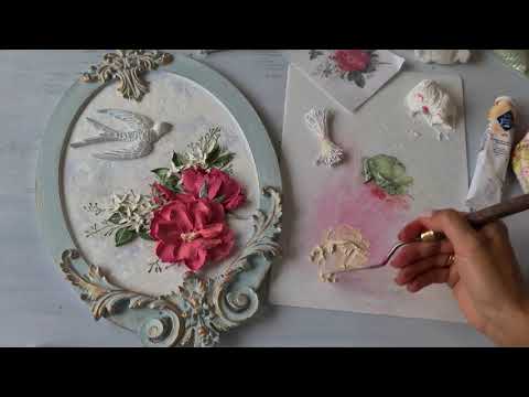 Розы шиповника в технике скульптурная живопись