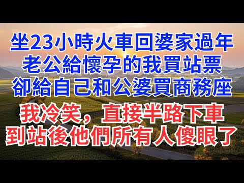 坐23小時火車回婆家過年，老公給懷孕的我買站票，卻給自己和公婆買商務座，我冷笑，直接半路下車，到站後他們所有人傻眼了！#為人處世#生活經驗#情感故事#故事#小說#情感#秘密#家庭婚姻