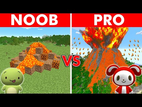 NOOB vs PRO: SECRET VOLCANO HOUSE BUILD CHALLENGE in Minecraft