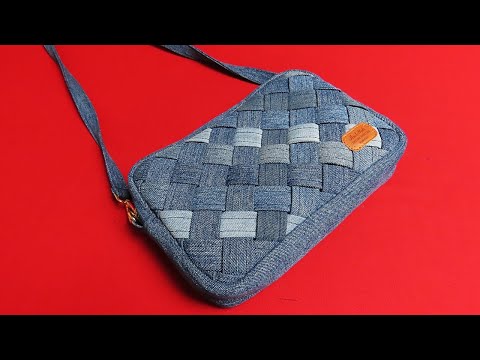 DIY청바지 자투리로 "직조 크로스백" 만드는 방법!/"weaving cross bag"/made of old jeans