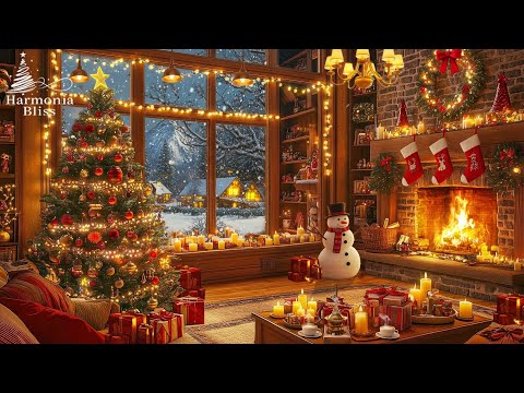 Peaceful Christmas Music for Relaxation 🎄 Beautiful Christmas Ambience 🔥Warm Fireplace & Soft Snow❄️