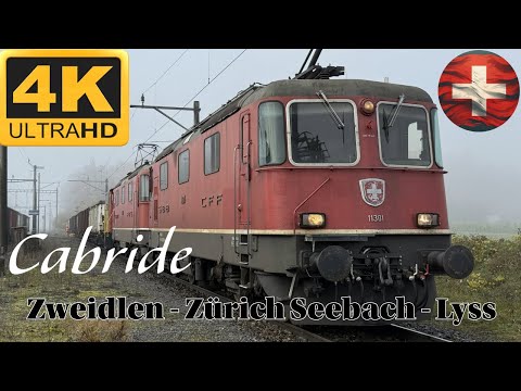 🚆🇨🇭 4K CABRIDE 🚆Zweidlen - Zürich Seebach - Brugg - Olten - Lyss / Re 420 301 & 146