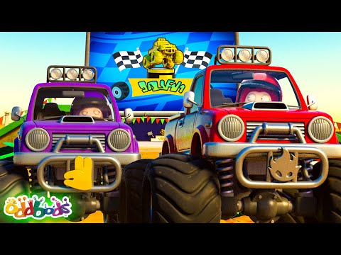 Monster Truck RACE | Oddbods | 🚌Wheels on the BUS Songs! | 🚌Nursery Rhymes for Kids
