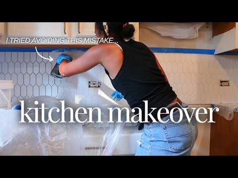 DIY BUDGET KITCHEN MAKEOVER EP 5 | Finishing My First DIY Kitchen Tile Backsplash Install!