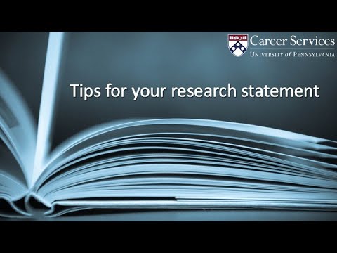 Tips for your research statement