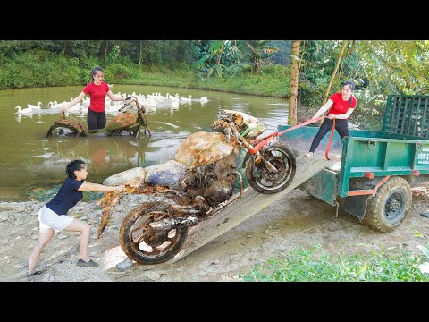 TIMELAPSE _Girl Revives YAMAHA KPR 150, SUZUKI EB125 & Police Bike Like New Again. Full Restoration