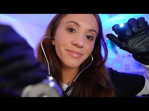 ASMR Night Nurse Physical Checkup 🏥 (eye exam, wound cleaning, medical roleplay)