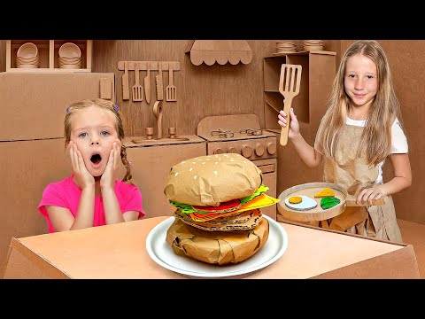 Nastya Pretend Play in a Fun Cardboard World with Mom and Dad