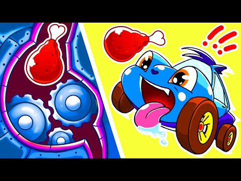 Bubbly Tummy 🚌| No More Snacks! 🍔| Healthy Habits for Baby Cars | Toonaland